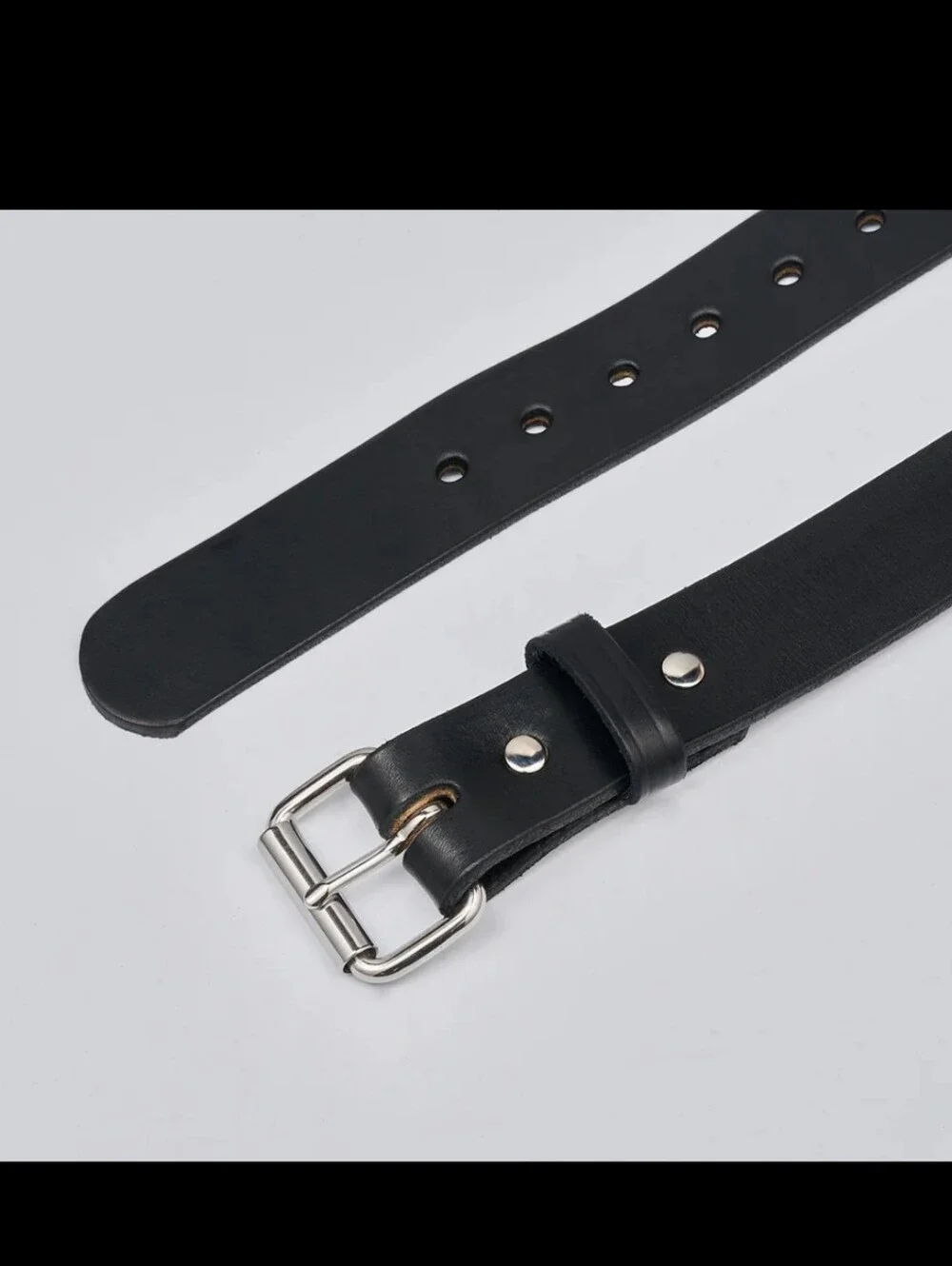 Hanks Belts Mens Gunner Stitched Black Leather Belt Size 56 Full Grain Leather